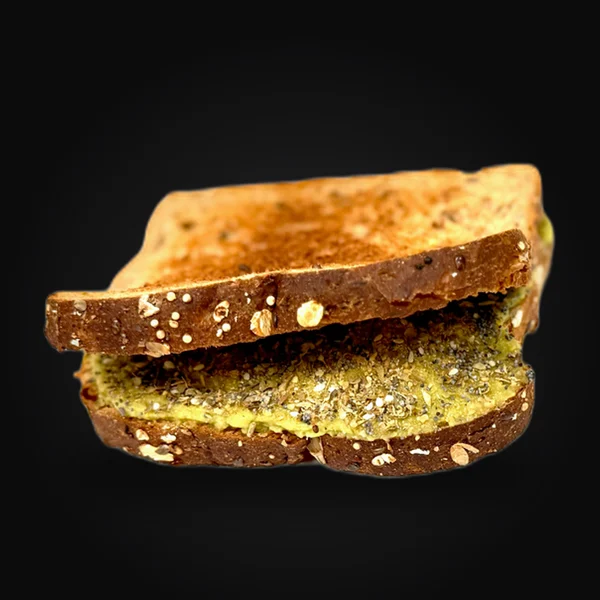 Avocado Chia Toast: whole grain toast with avocado spread and chia seeds