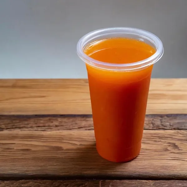 Detox fresh juice made with carrot, apple, ginger, lemon, balsamic vinegar