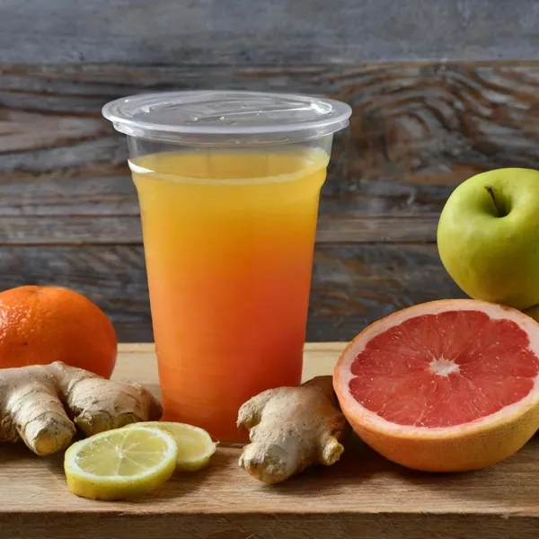 Ginger Zinger fresh juice made with ginger, apple, carrot, grapefruit, lemon