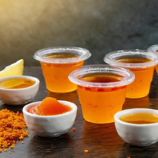 IV wellness shot made with ginger, lemon, turmeric, cayenne, honey, echinacea